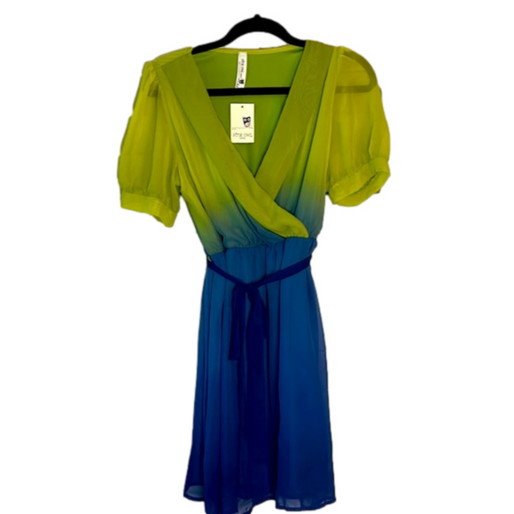 Pink Owl Dresses & Skirts - Pink Owl Lime Green to Royal Blue Ombre Midi Dress